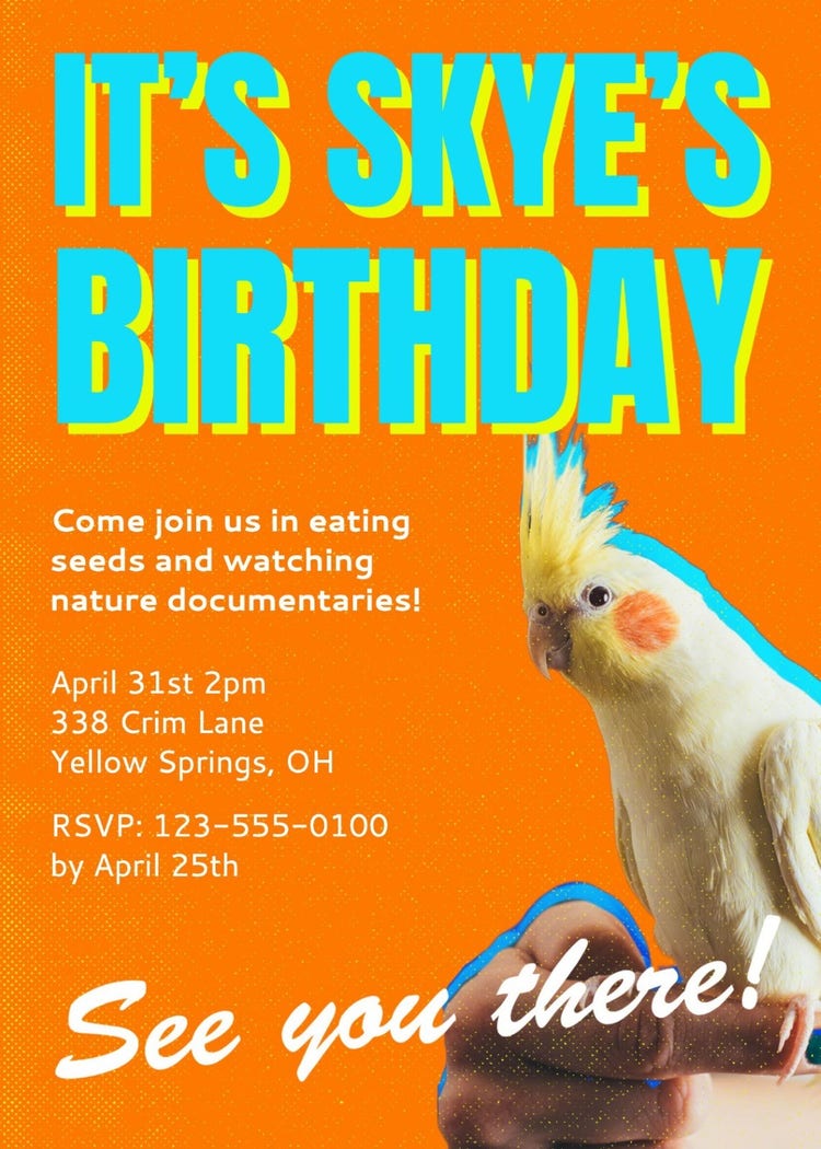 Blue and Orange Fun Pet Birthday Invitation