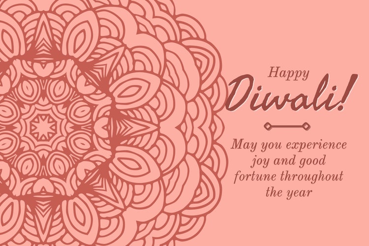 Pink Toned Diwali Wishes Card