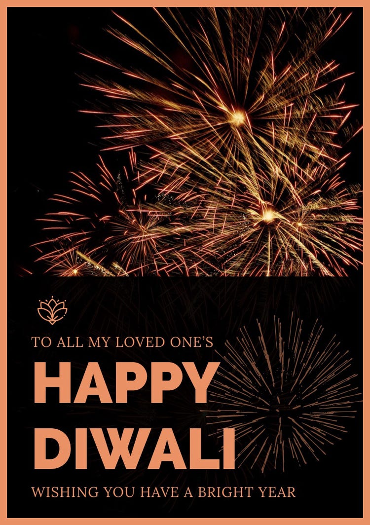 Black And Brown Diwali Greeting Card