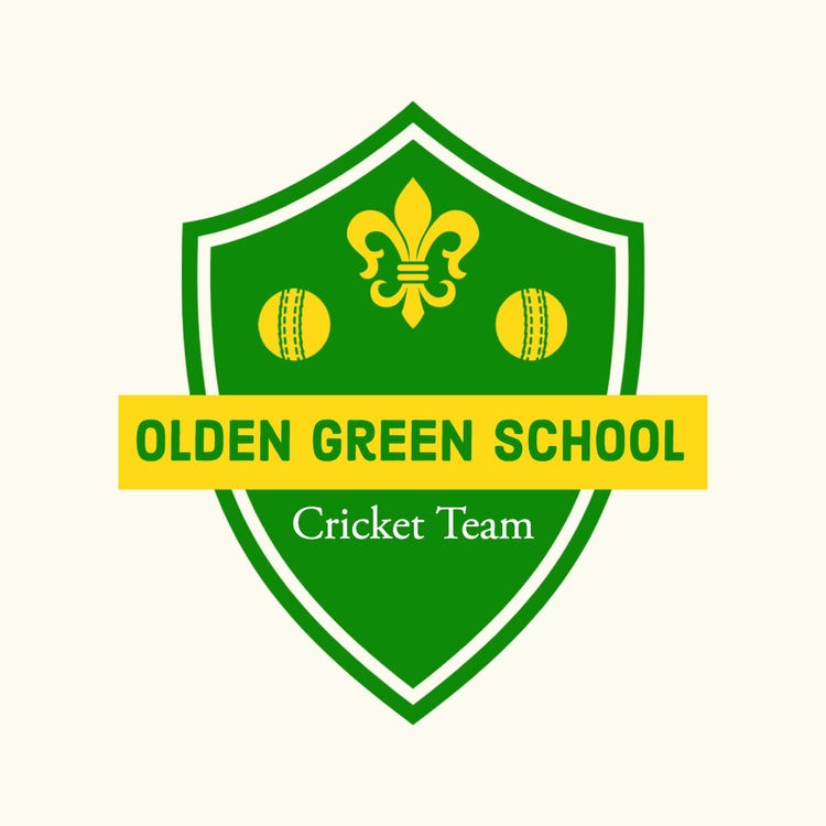 Green Yellow & Cream Graphic Crest Ball Cricket Club School Logo