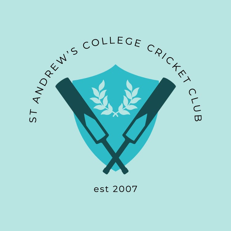 Green & Blue Graphic Crest Bat Cricket Club School Logo