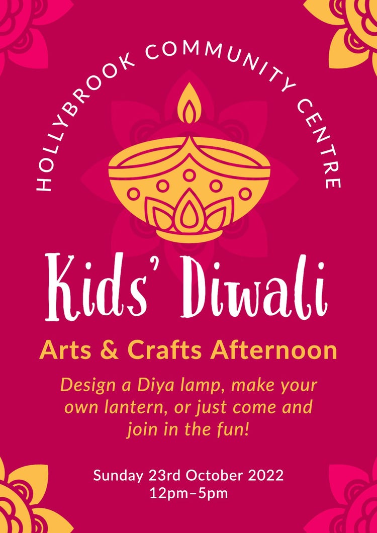 Red Gold & White Kids' Arts Afternoon Diwali A3 Poster