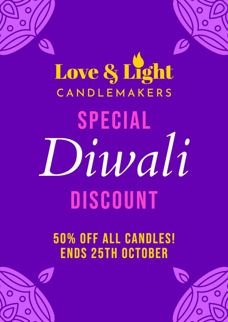 Purple Pink & Gold Special Diwali Candle Discount A3 Poster