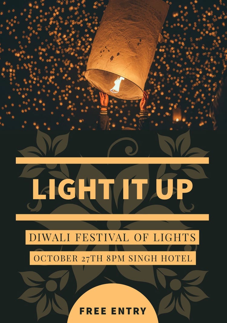 Paper Lanterns Diwali Party Poster