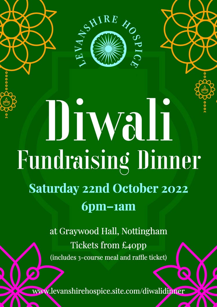 Green White Gold & Pink Diwali Fundraising Dinner A3 Poster