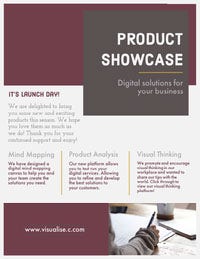 Purple, White and Grey Product Showcase Newsletter Document Newsletter Examples