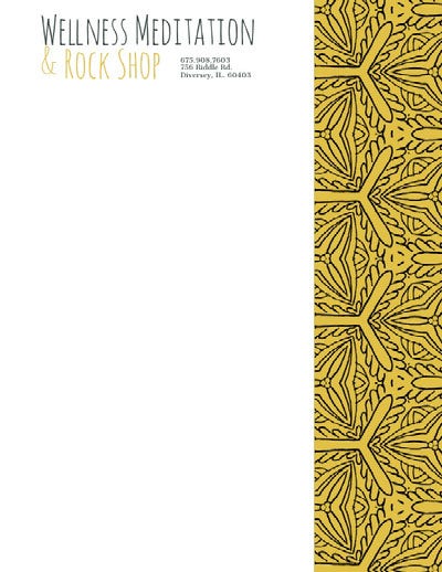 Yellow Beauty Wellness and Spa Business Letterhead with Pattern Letterhead Examples
