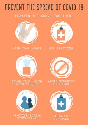Orange Help Prevent Covid-19 Flyer Infographic Examples