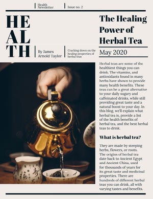 Health and Herbal Tea Newsletter Newsletter Examples