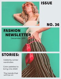 Teal Fashion Newsletter with Fashion Model Newsletter Examples