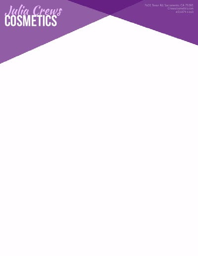Purple Elegant Geometric Cosmetics Business Letterhead Letterhead Examples