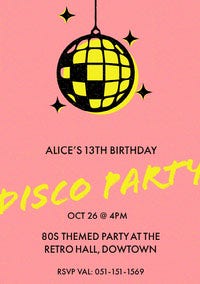 Pink, Yellow and Black Disco Party Ad Poster Birthday Design
