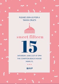 Pink Illustrated Quinceanera Birthday Invitation Card Birthday Design