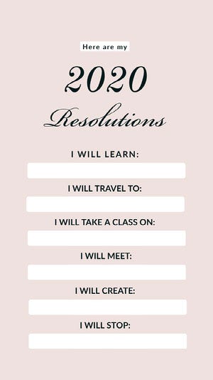 Pink and White New Year Resolution List Instgaram Story Happy New Year