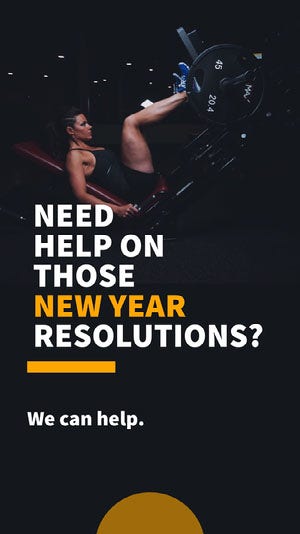 Black, White and Yellow Gym Ad Instagram Story Happy New Year
