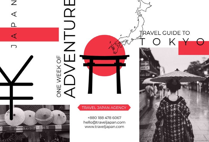 White and Red Tokyo Brochure Brochure Ideas