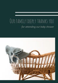 Green and White Thank You Card Baby Shower