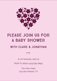 Red and Pink Baby Shower Invitation Baby Shower