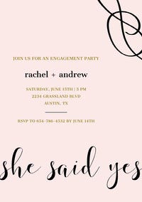 Gold and Black Elegant Engagement Party Invitation Card Wedding