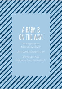 Blue and Striped Pattern Baby Shower Invitation Baby Shower