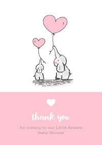 Pink and White Thank You Card Baby Shower