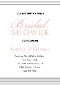 Beige Elegant Bridal Shower Invitation Card with Striped Frame Wedding