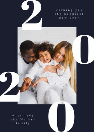 Blue and White, Family New Year Wishes Card Happy New Year