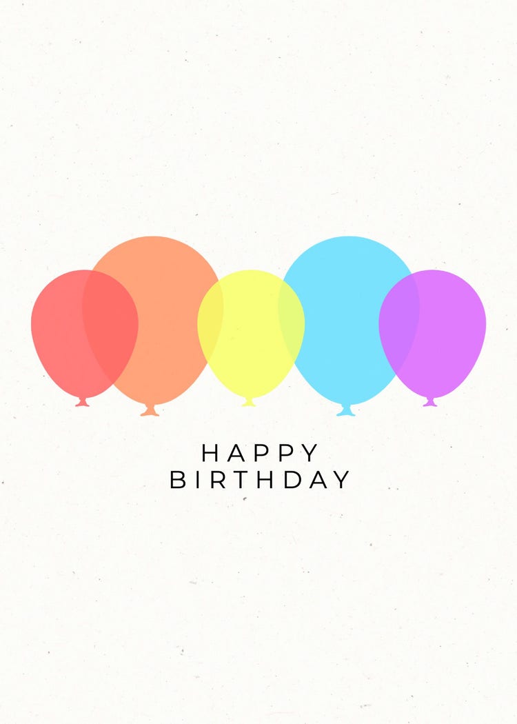 Rainbow Balloons Minimalist Birthday Greeting Card