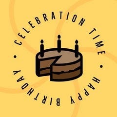 Yellow and Brown Chocolate Cake Happy Birthday Instagram Square