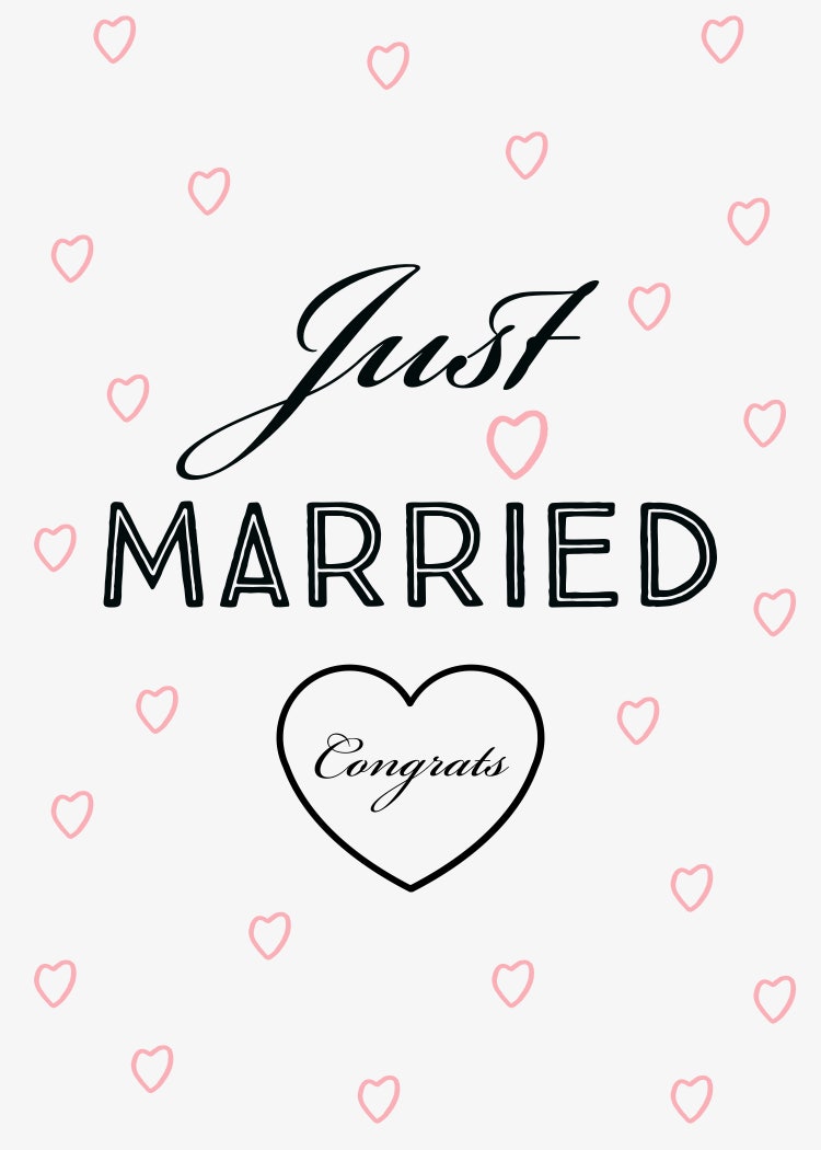 Pink Black Just Married Card