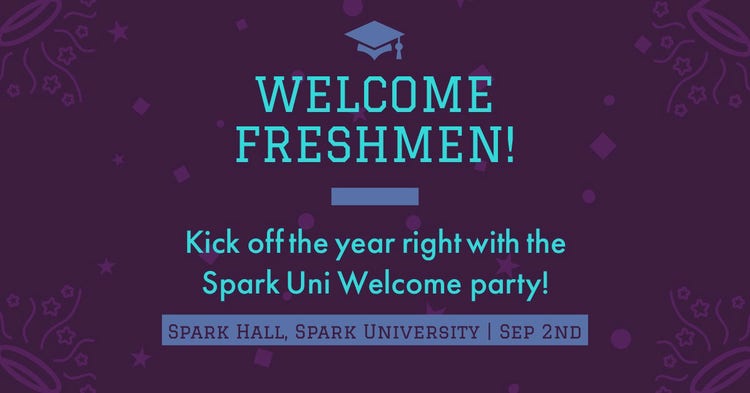 Purple University Freshman Party Facebook Post