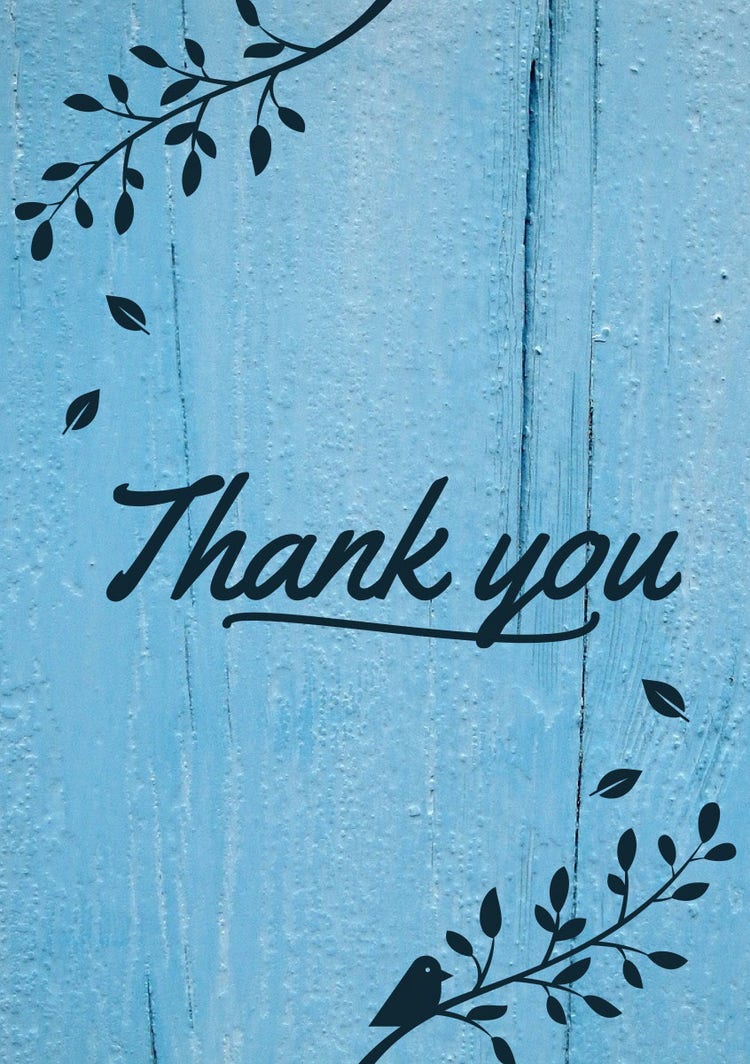Blue Rustic Thank You Card