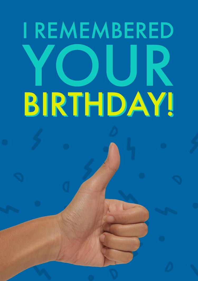 Blue Happy Birthday Card with Thumbs Up