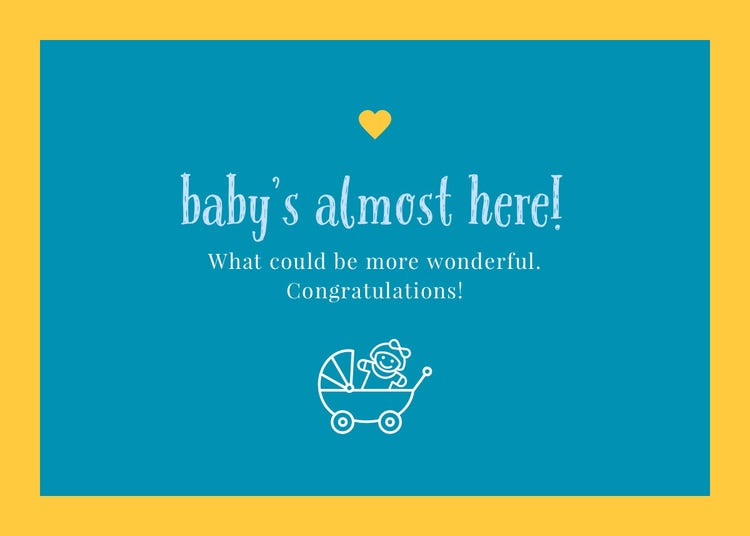 Yellow and Blue Illustrated Pregnancy Congratulations Card