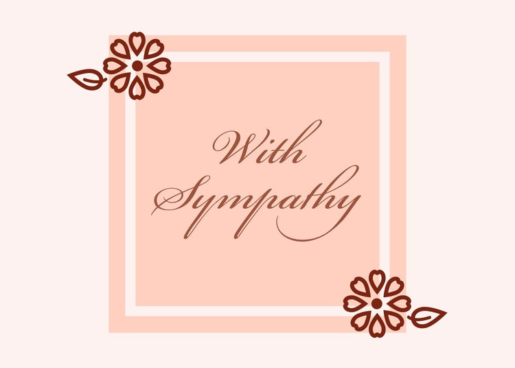 Beige Elegant Floral Calligraphy Sympathy Card