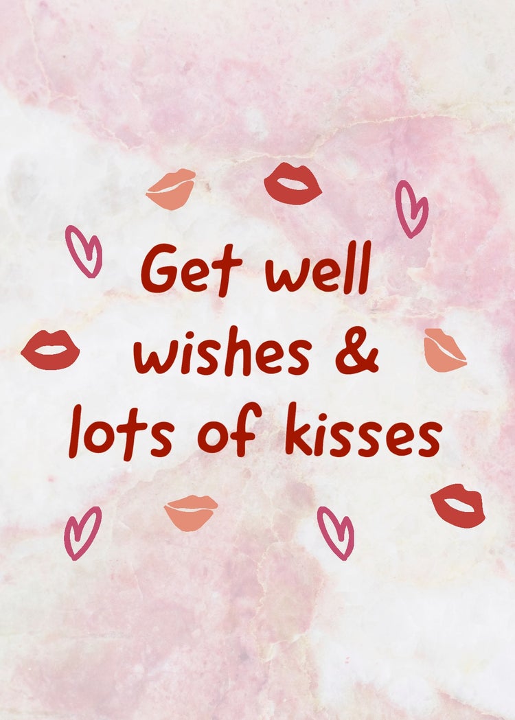 Pink Kisses and well wishes get well card