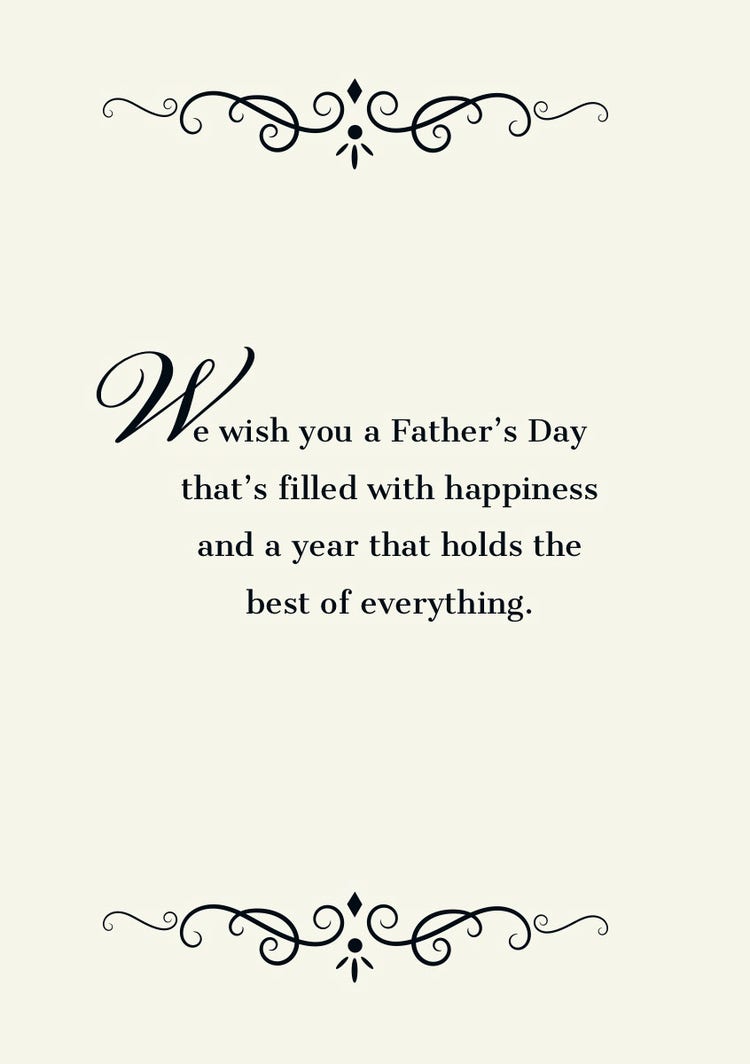 Black and White Elegant Ornate Fathers Day Card