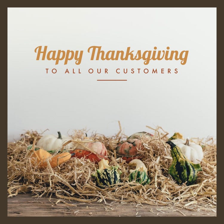 WHite and Yellow Happy Thanksgiving Instagram Graphic