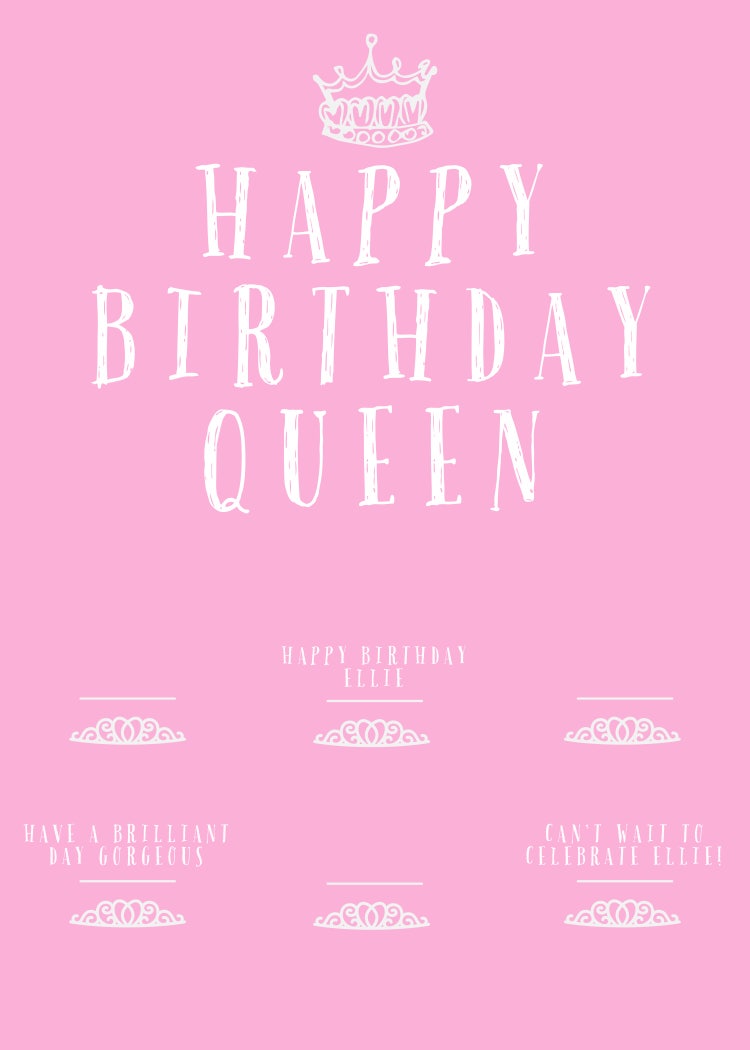 Pink and White Feminine Style Crown Birthday Card