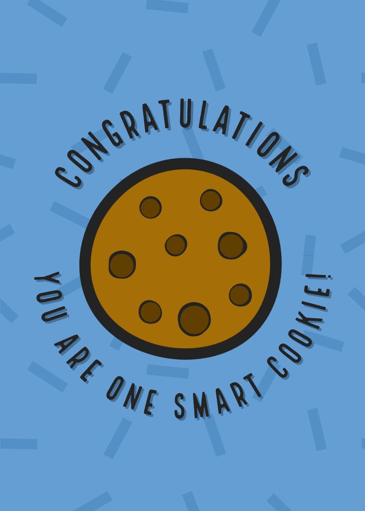 Blue and Brown One Smart Cookie Graduation Card
