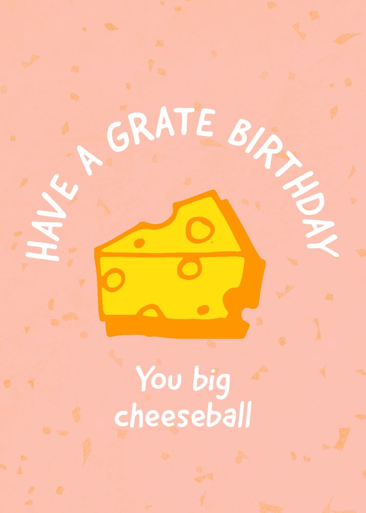 Peach, White and Yellow Cheese Ball Birthday Card