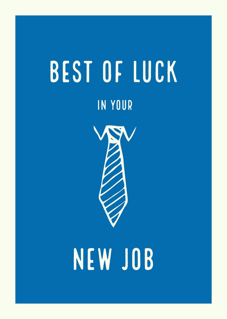 Blue and White Job Congratulation Card
