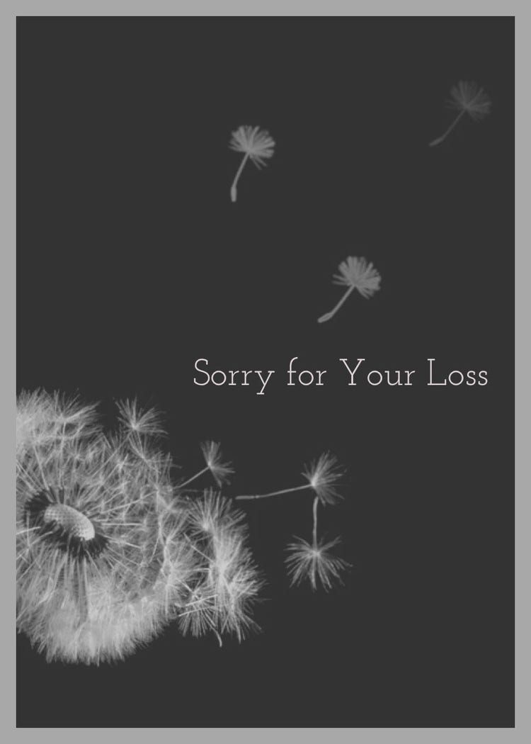 Dark Toned, Grey and Black Sorry for Your Loss Card