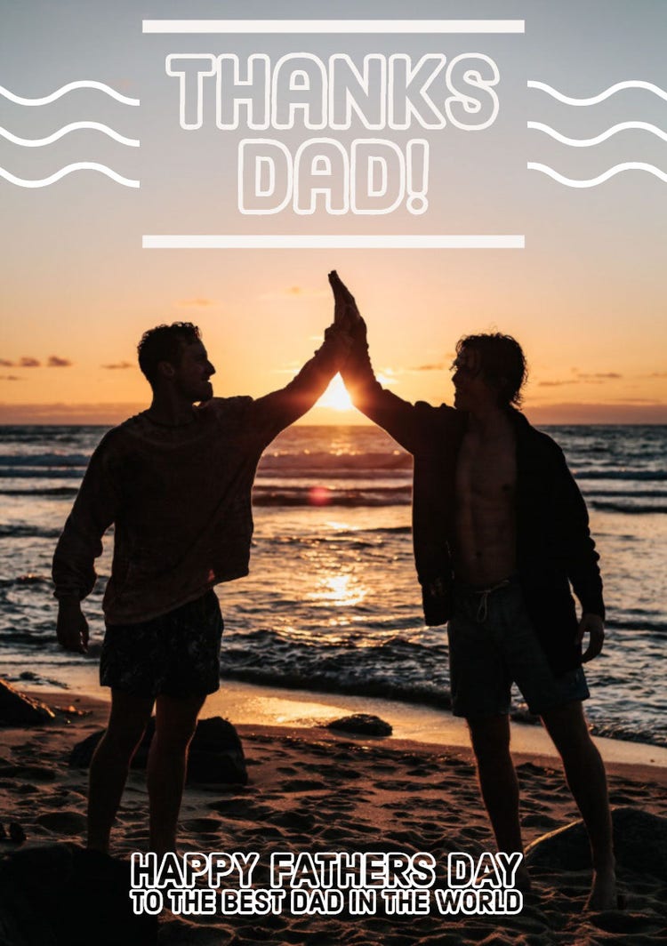 Light Toned, Beach at Sunset Fathers Day Card