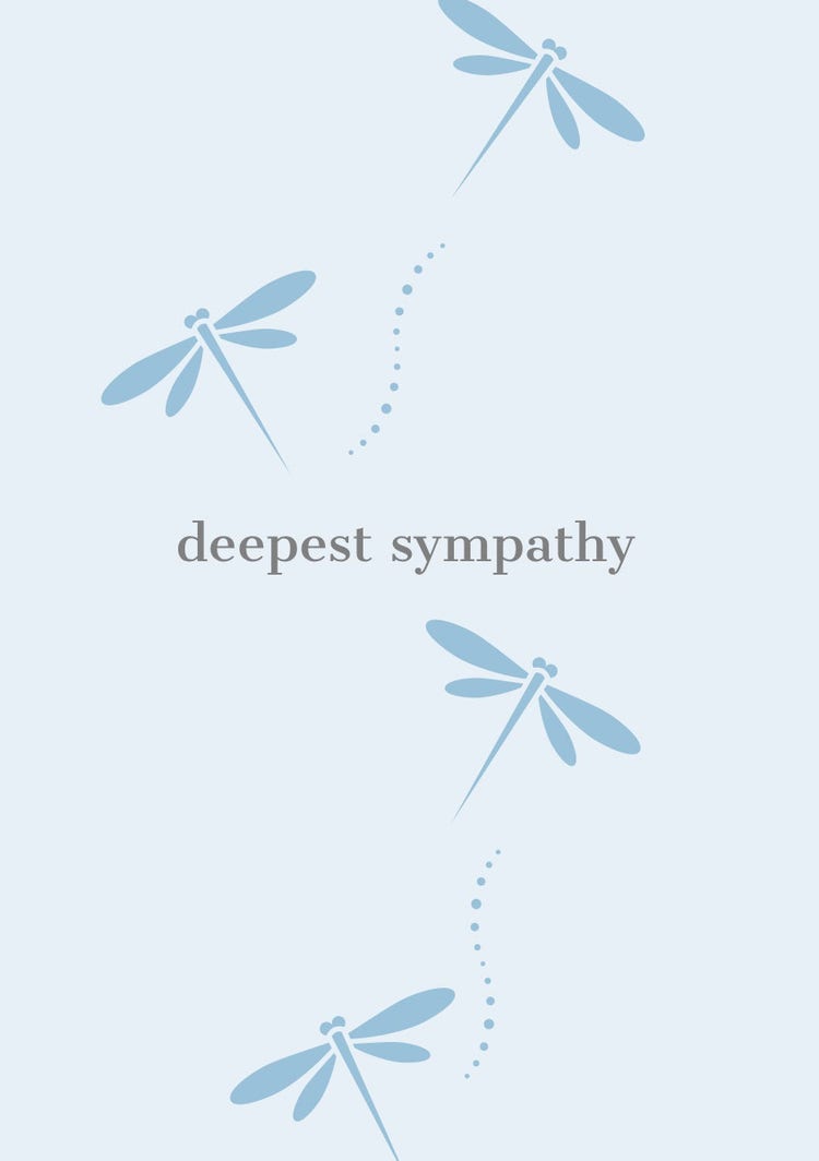 Blue Sympathy Card with Dragonflies