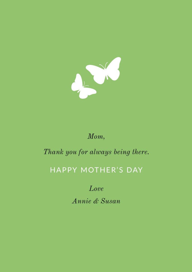 Green Mothers Day Card with Butterflies