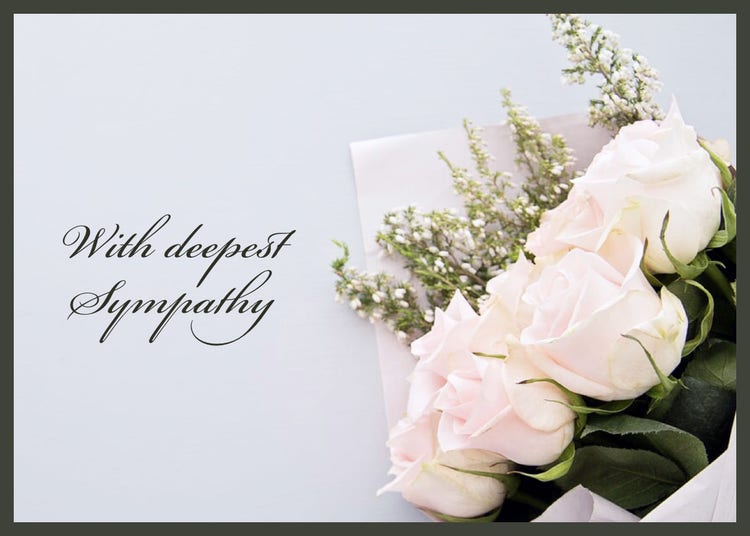 White and Grey With Deepest Sympathy Card