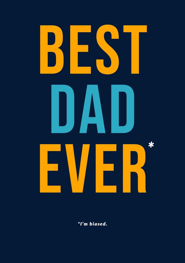 Blue and Yellow Best Dad Ever Card