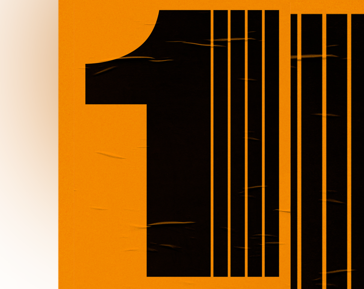 https://main--upp--adobecom.aem.page/homepage/assets/video/sr/media_11ef0b05657078d2235cbedc8322cd486a4d83a86.mp4 | We see a graphic high-contrast duotone numeral 1 with a distressed overlay to evoke a vintage weathered poster texture. The image pulls out to reveal that it is being crafted in Adobe Illustrator.