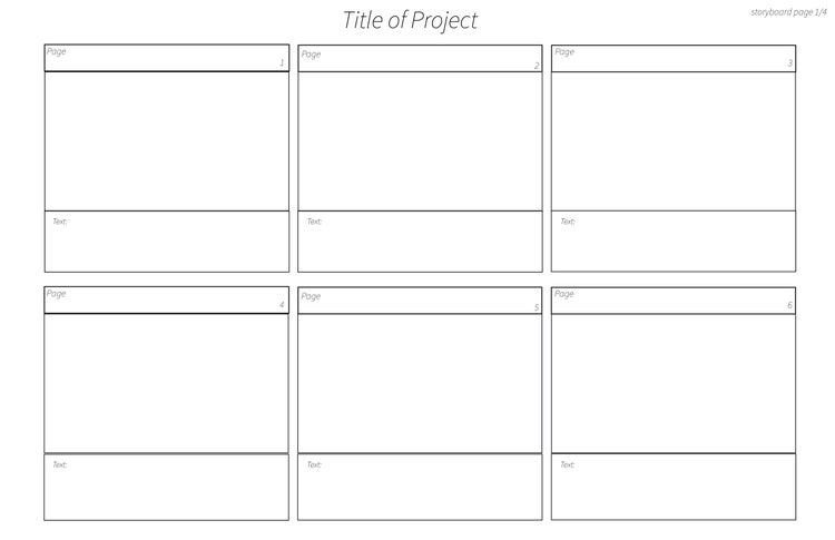 A storyboard template with 4 blank panels.